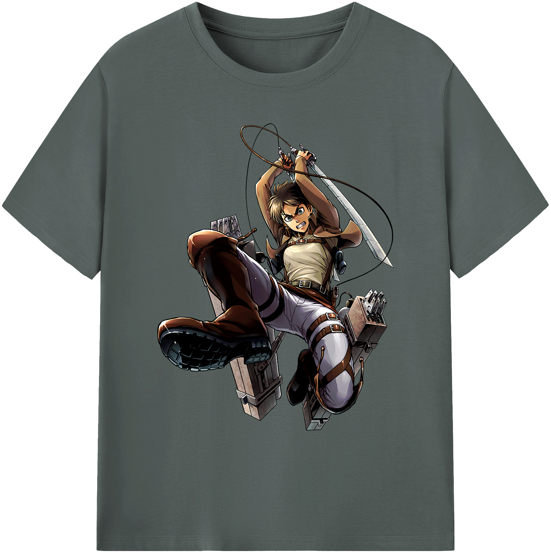 （画像用） 進撃の巨人 エレン･イェーガー Attack on Titan Eren Jäger 綿100％ メンズ半袖Tシャツ｜肌触りやわらか＆通気性